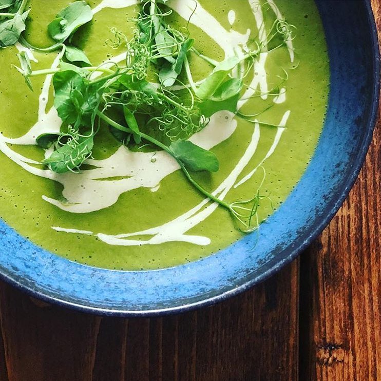 plant based pea mint soup