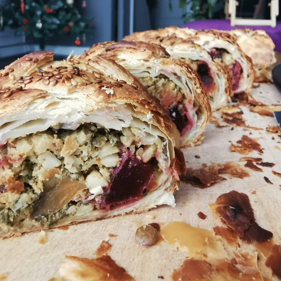 Lentils, Beetroot & Squash Wellington with Kale Pesto jay halford plant based recipes